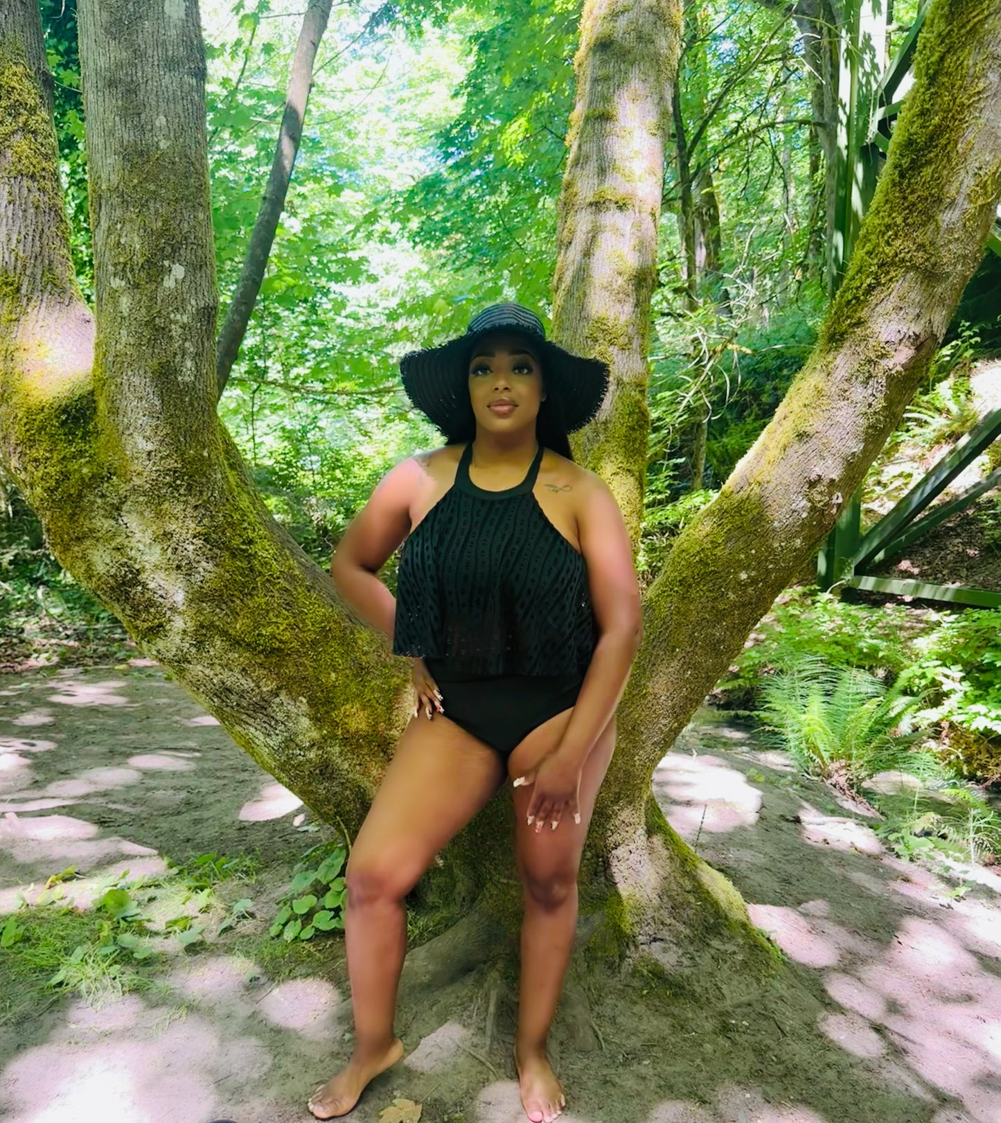 Summer Beach Hollow Out Flounce High Waisted Swim Suit