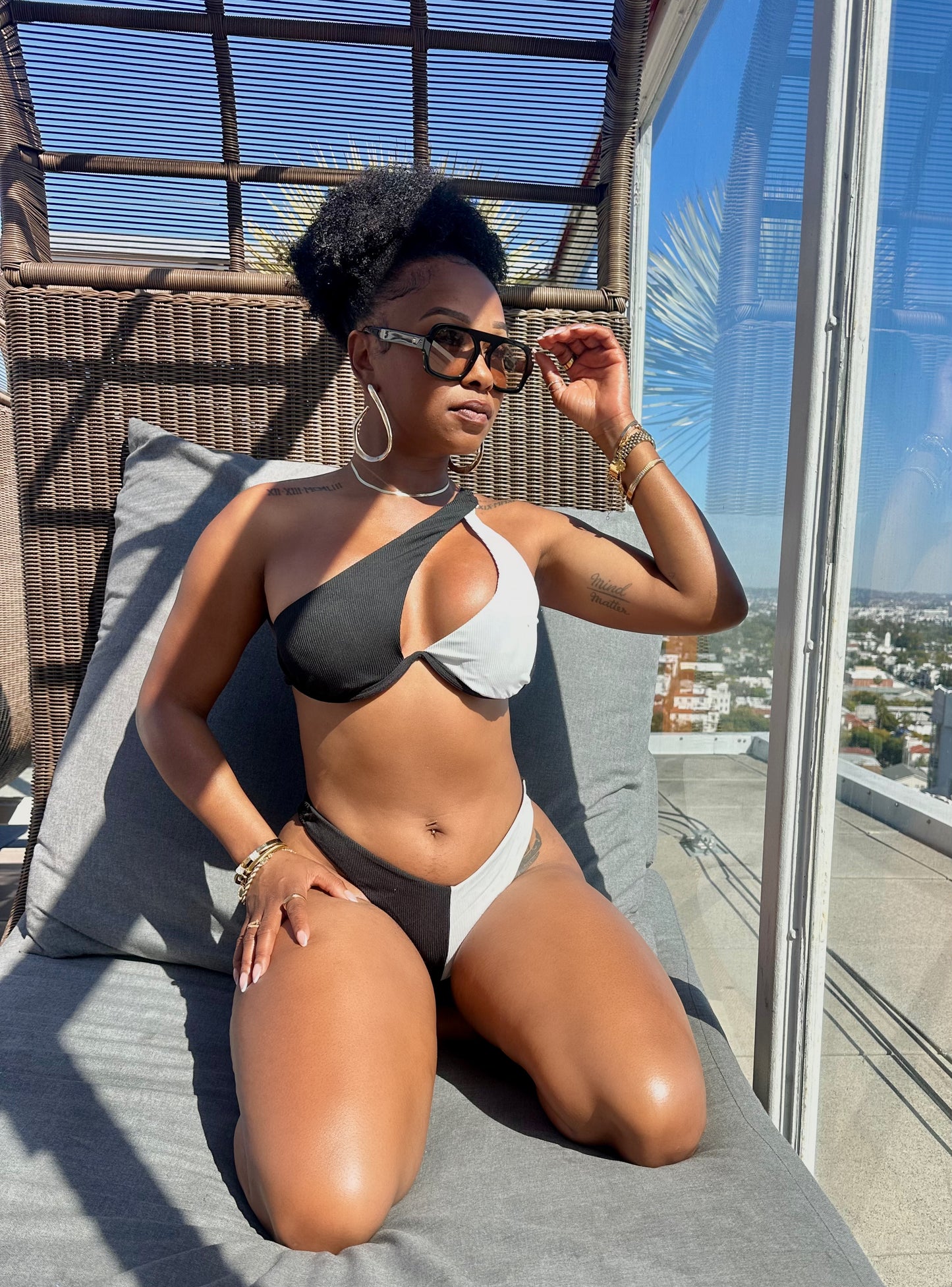 Two Tone Underwire High Cut Bikini Set